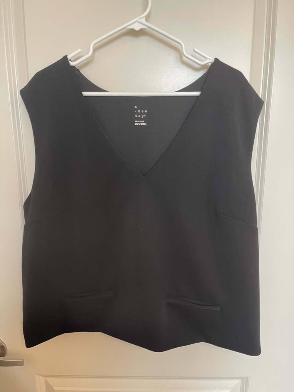 a new day Black V-Neck Sleeveless Shell Top with Pocket Details